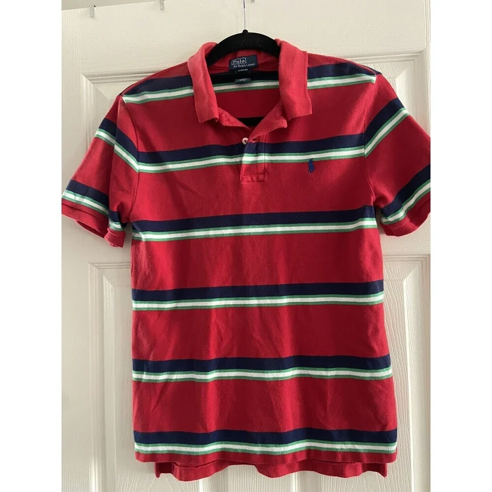 Polo Ralph Lauren Classic Fit Boys Short Sleeve Red Polo Shirt Sz Large 14-16
